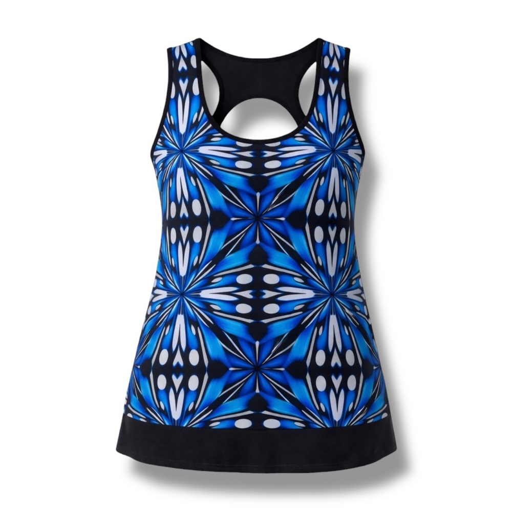 Outback Red Geometric Print Sleeveless Top – Size Small Blue Black White